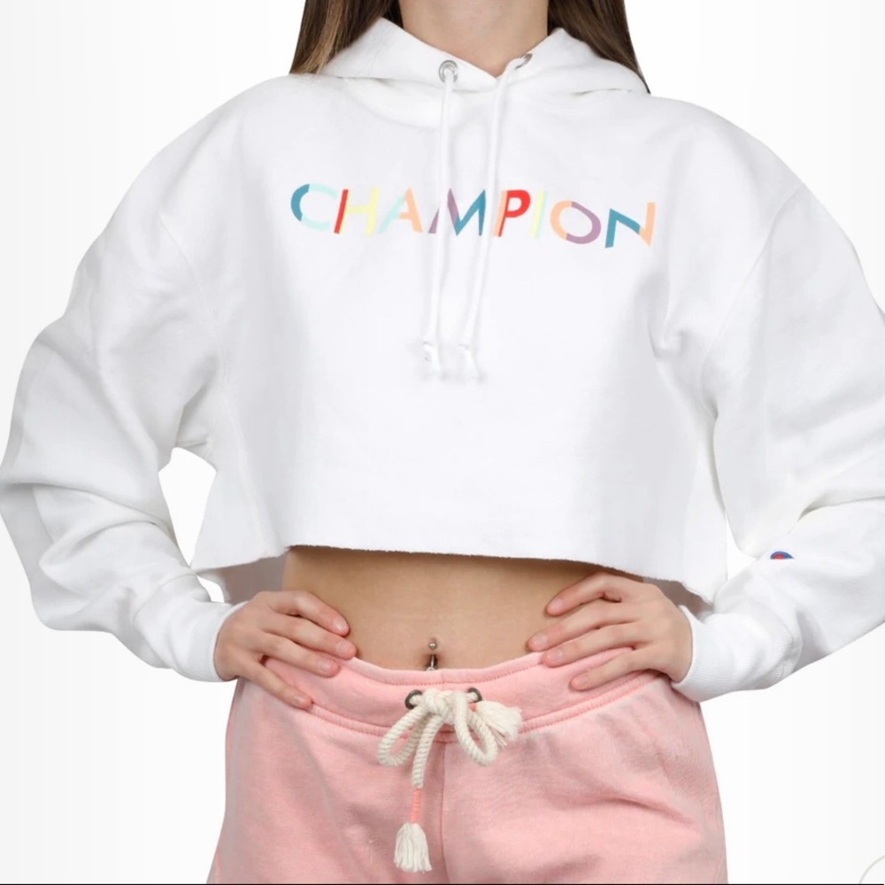 New Champion CROP REVERSE WEAVE‎ rainbow COLOR BLOCK HOODIE